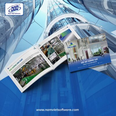 Quy trình thiết kế hồ sơ năng lực thang máy gồm 5 phần chính: Tiếp nhận thông tin, Biên soạn nội dung, Tối ưu hình ảnh, Thiết kế Layout, Demo