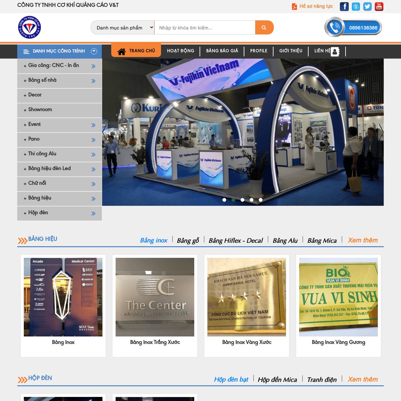 Mẫu website cơ khí quảng cáo