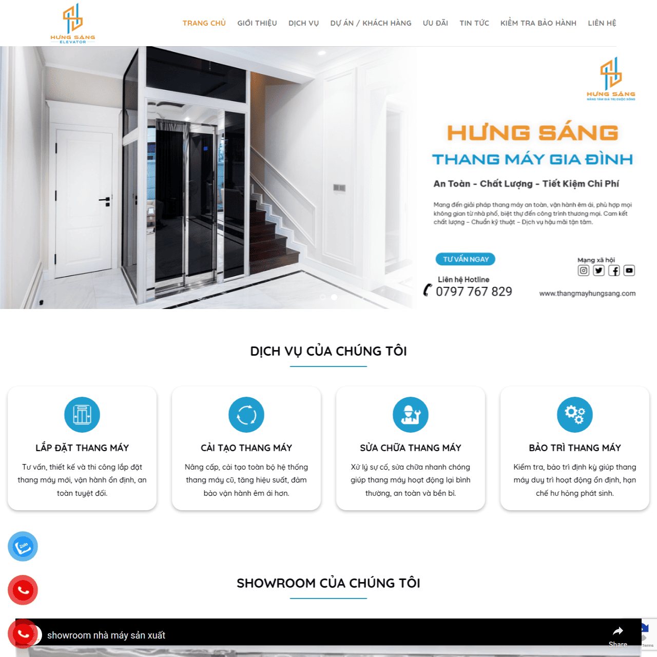 Mẫu website thang máy Mẫu website thang máy