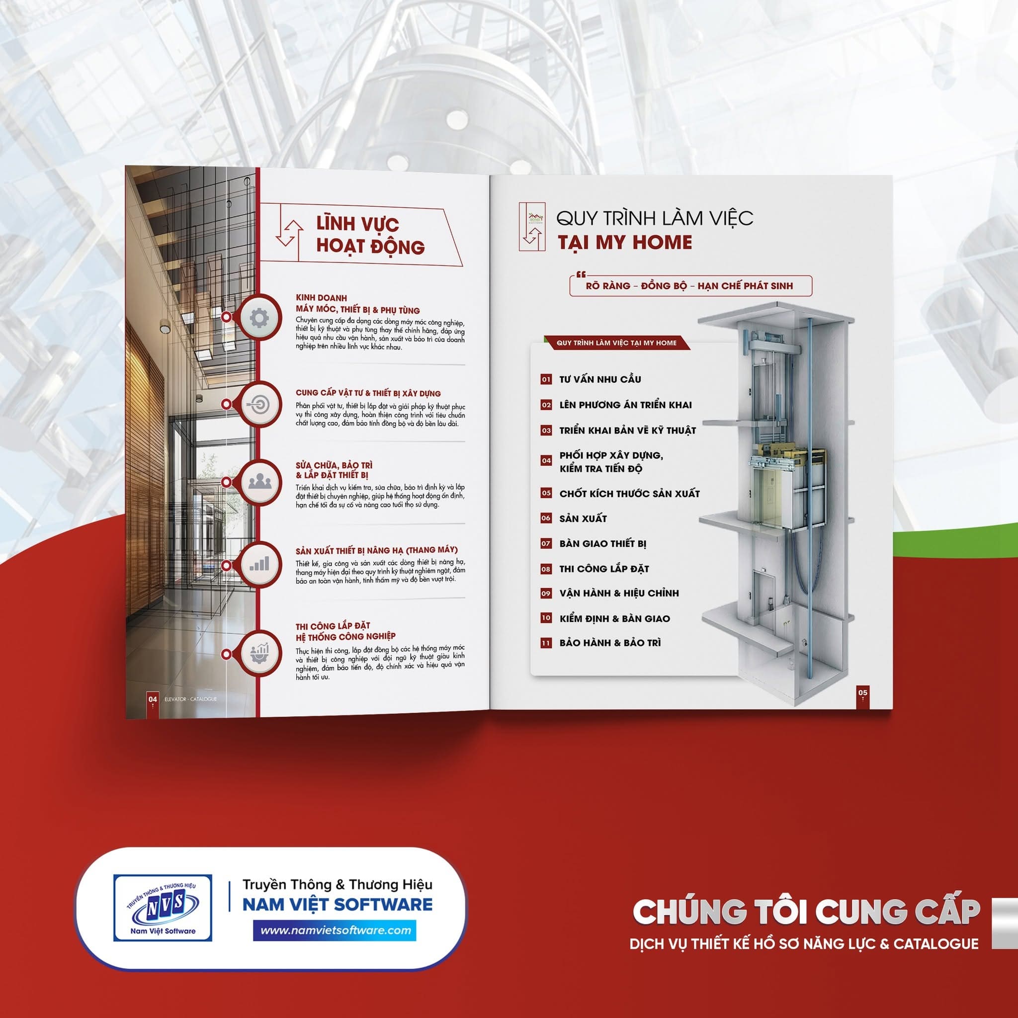 Bố cục catalogue thang máy khoa học, hiện đại