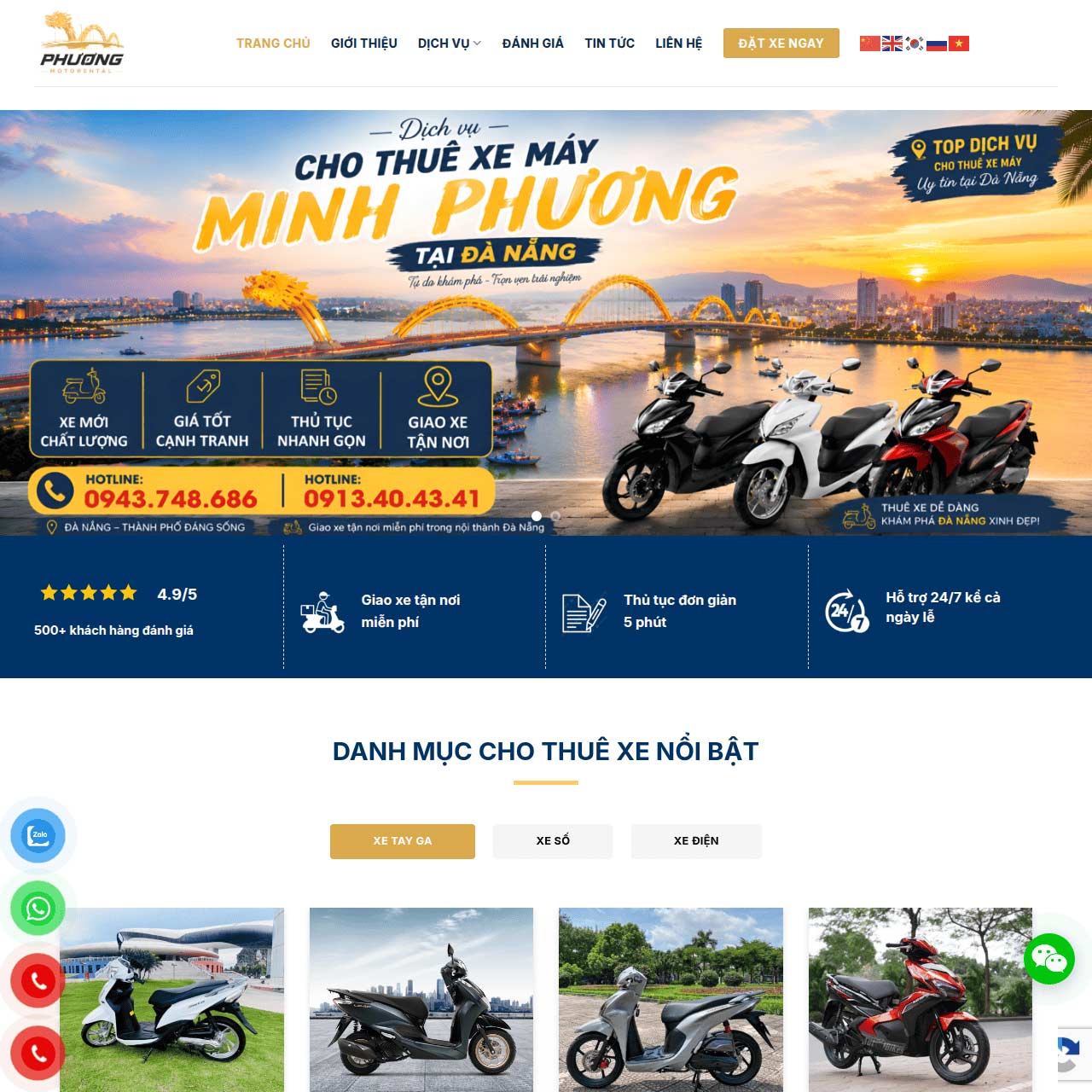 Mẫu website cho thuê xe máy Mẫu website cho thuê xe máy