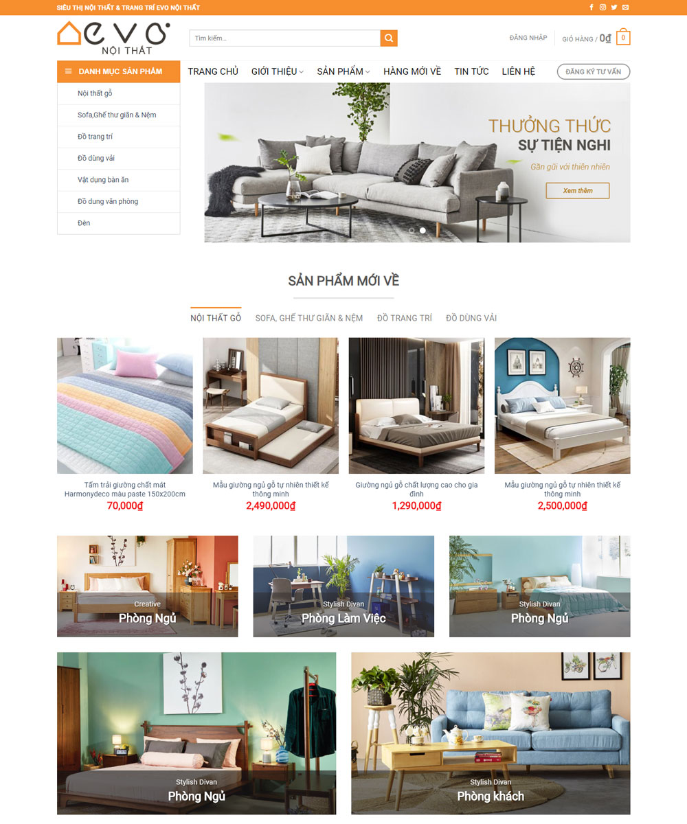 Giao diện website nội thất hiện đại