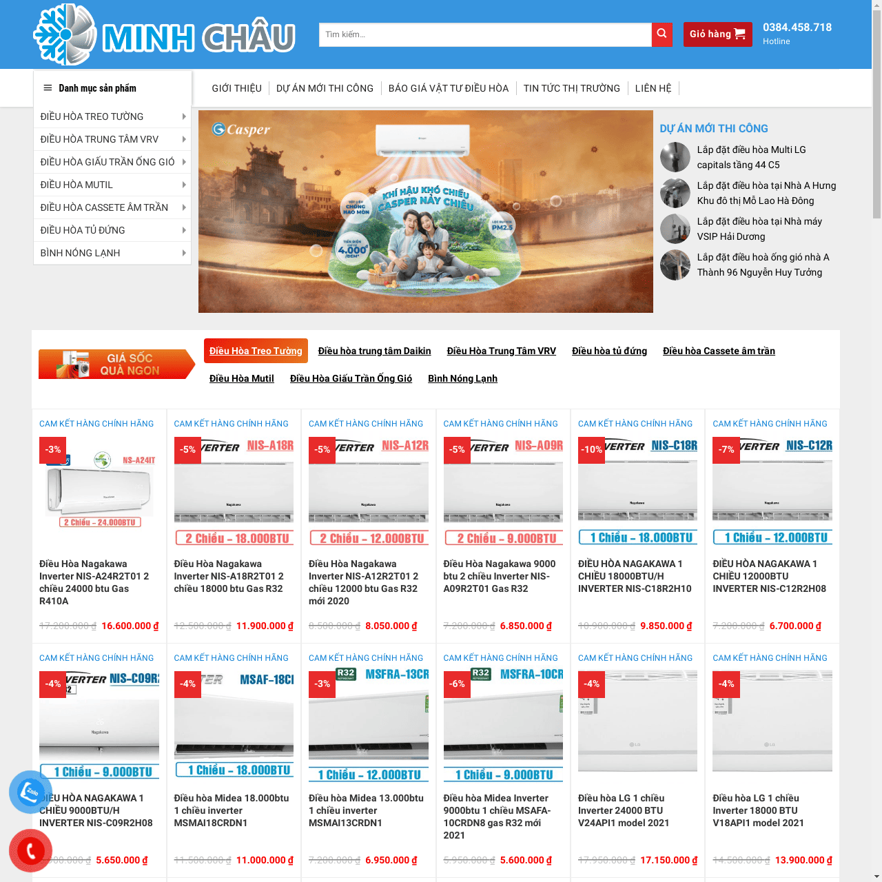 Mẫu website điều hòa