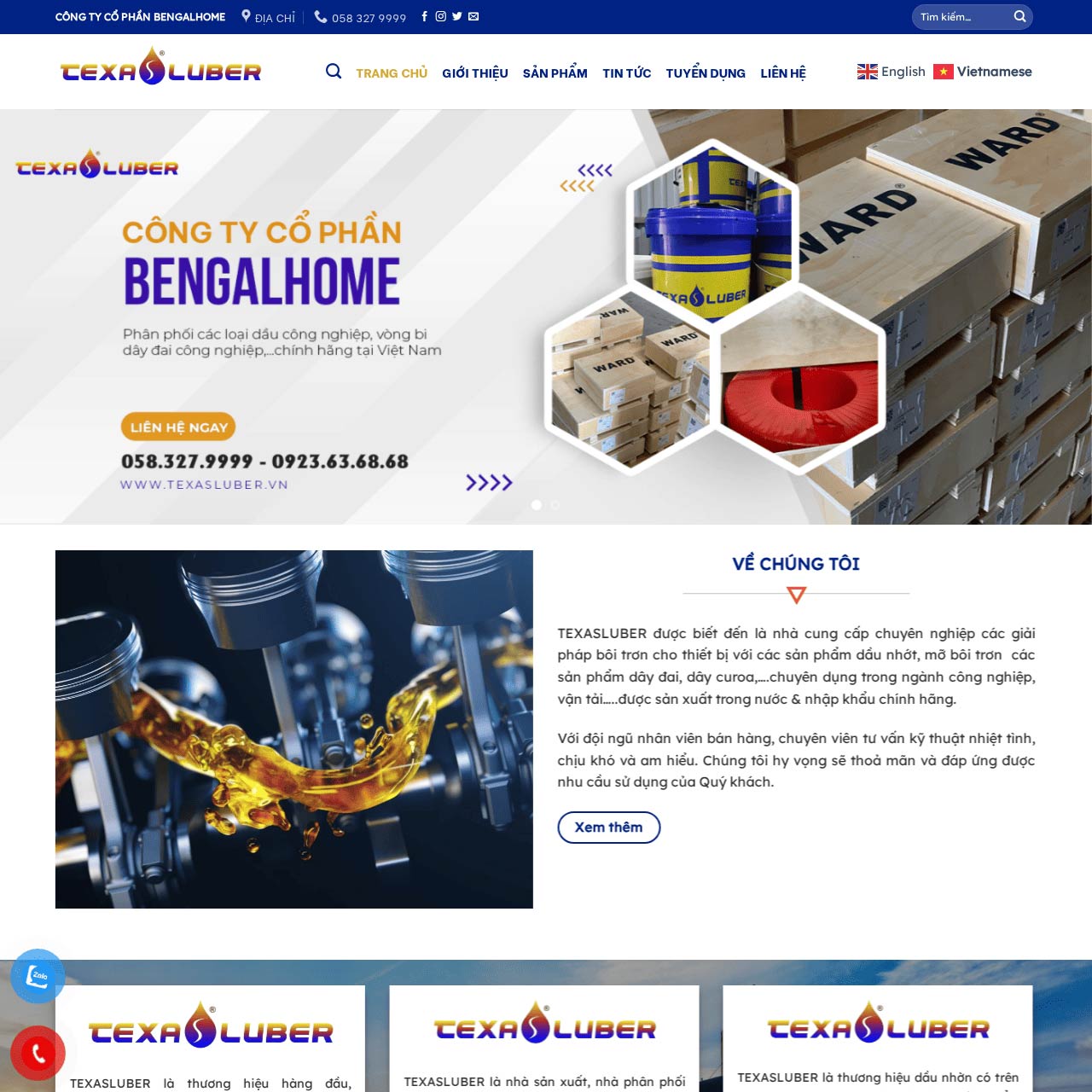 Mẫu website dầu công nghiệp