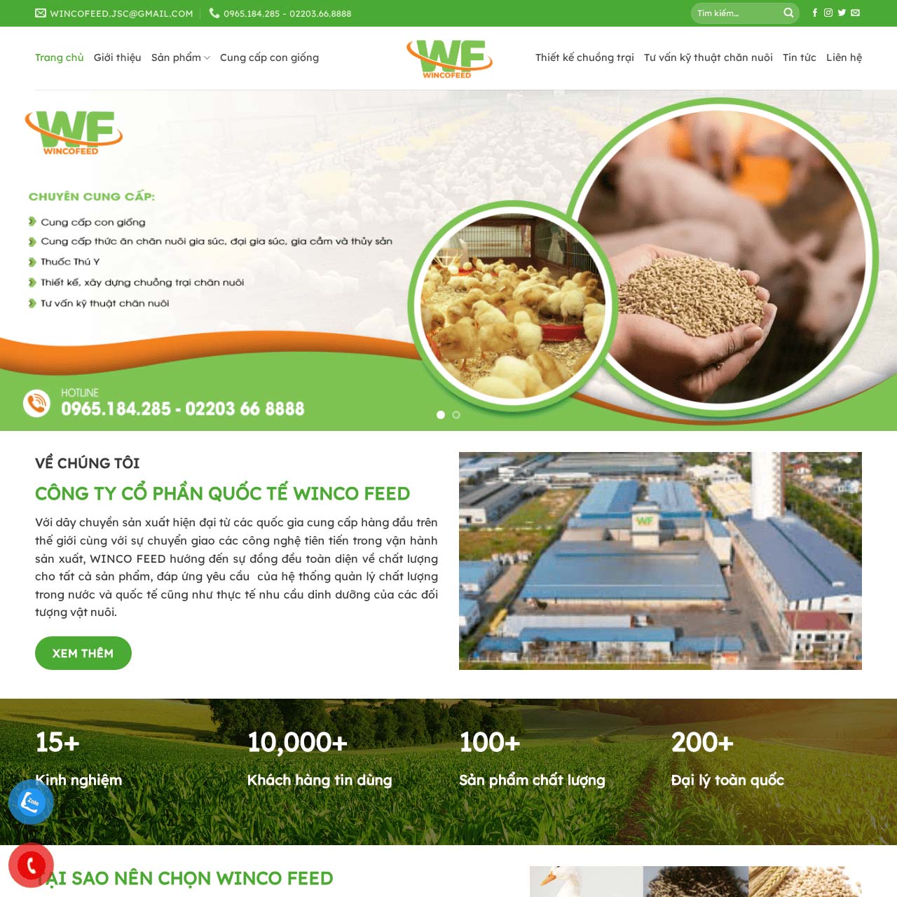 Mẫu website thức ăn chăn nuôi