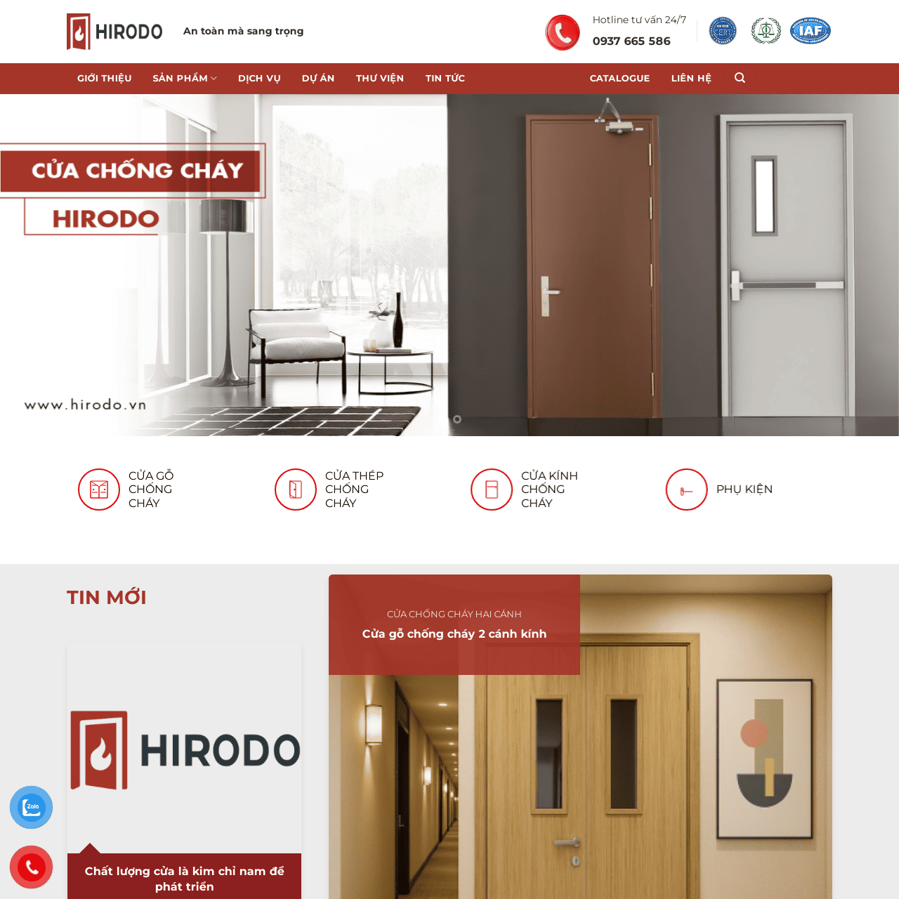 Mẫu website cửa chống cháy Mẫu website cửa chống cháy