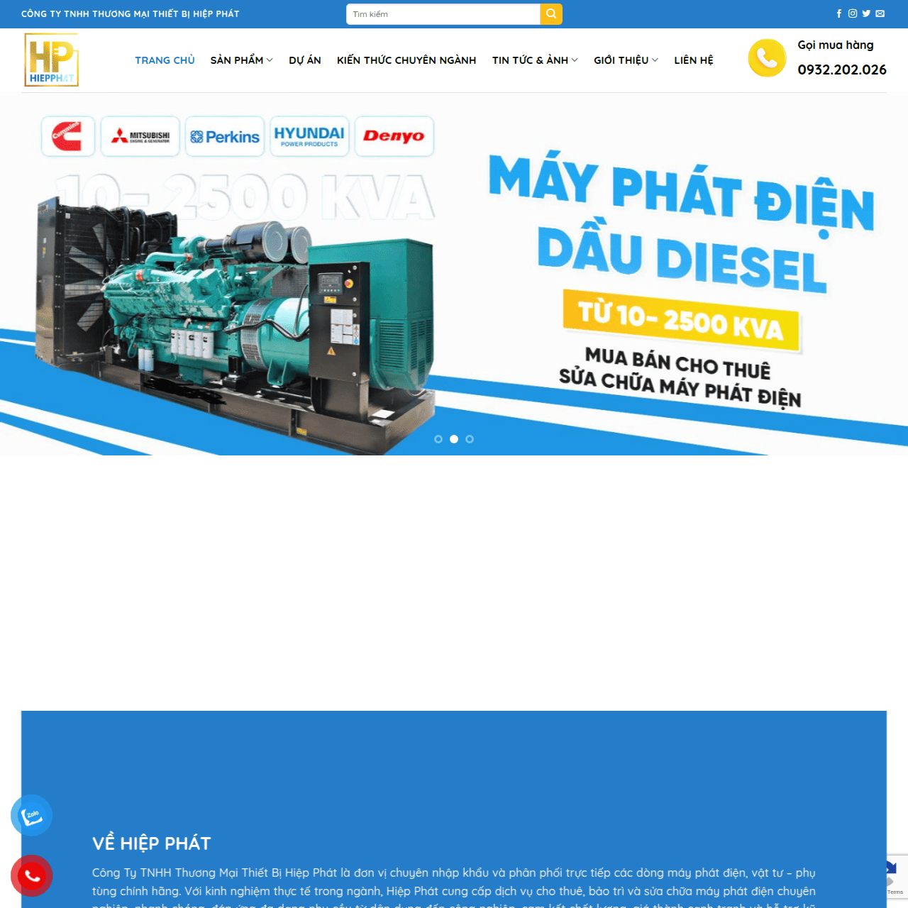 Mẫu website máy phát điện Mẫu website máy phát điện