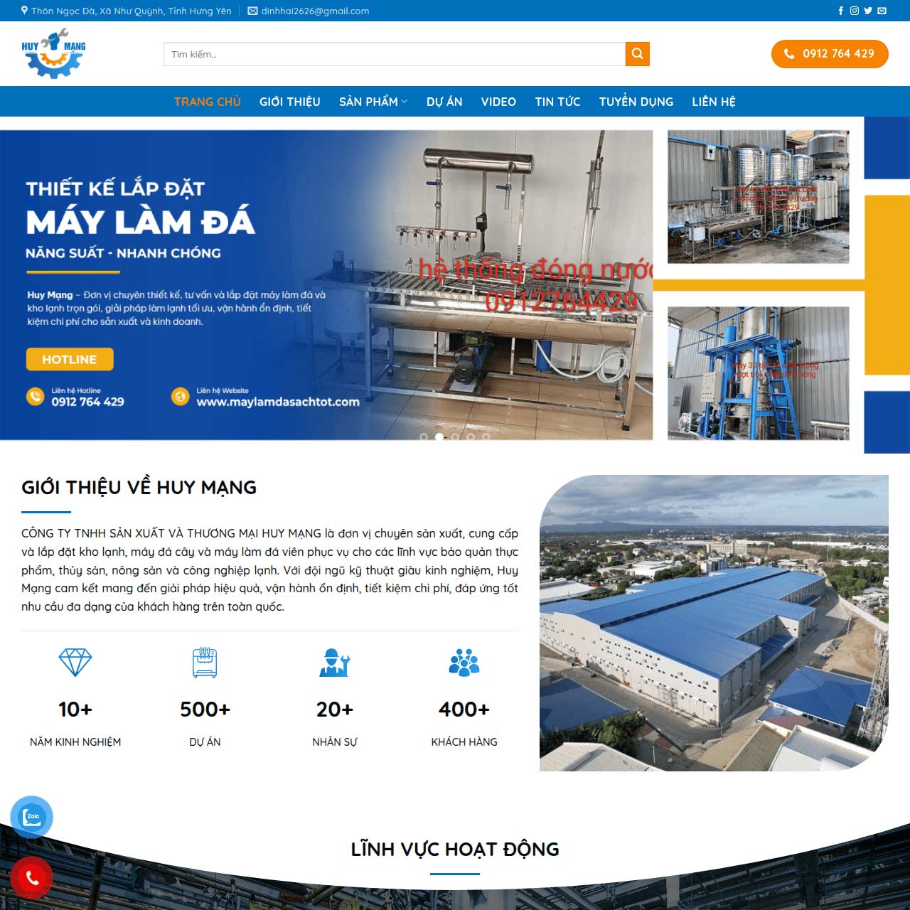 Mẫu website máy làm đá Mẫu website máy làm đá