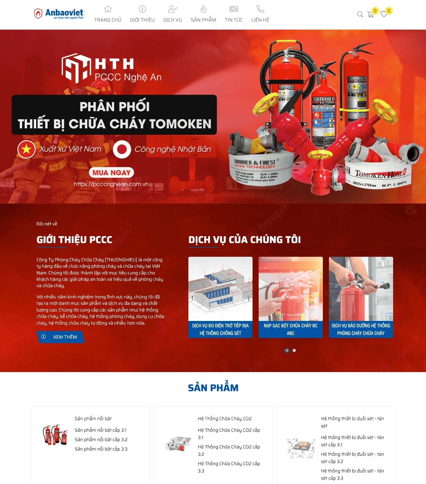 Mẫu website công ty PCCC, Mẫu web PCCC đẹp, Giao diện website PCCC, Website công ty phòng cháy chữa cháy