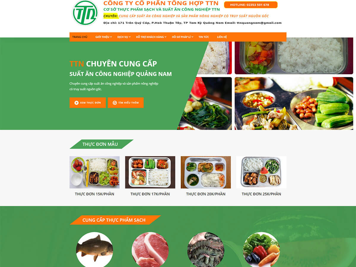 Mẫu website công ty suất ăn, Mẫu web suất ăn công nghiệp đẹp, Giao diện website suất ăn công nghiệp, Website công ty suất ăn đẹp