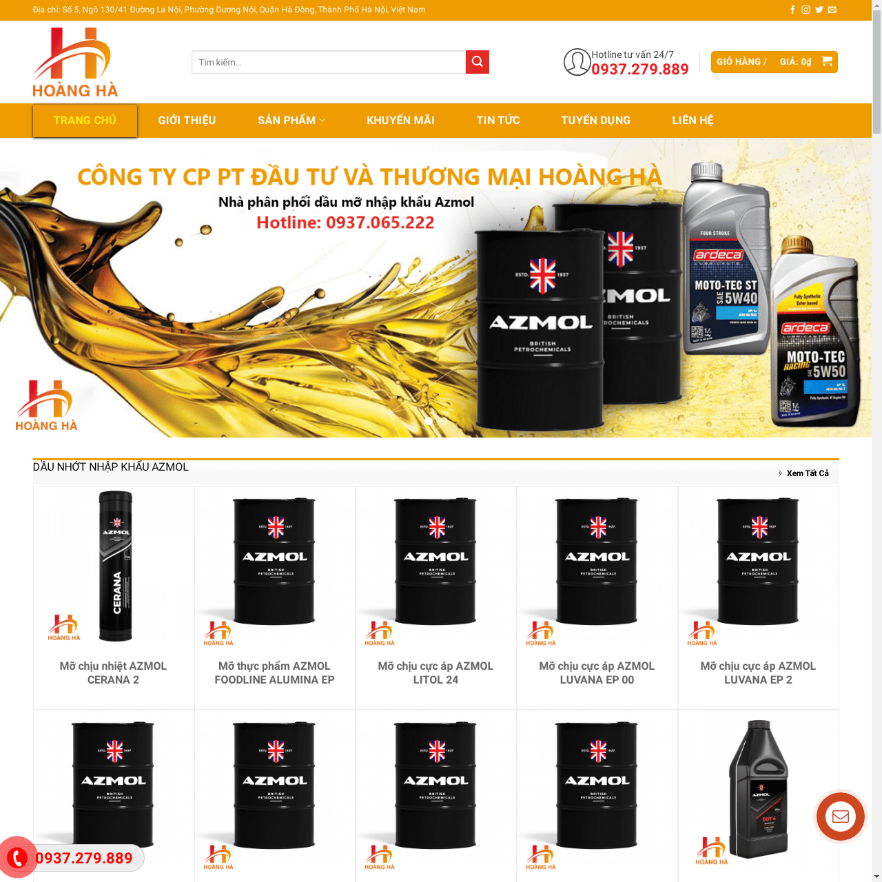 Mẫu website dầu mỡ 