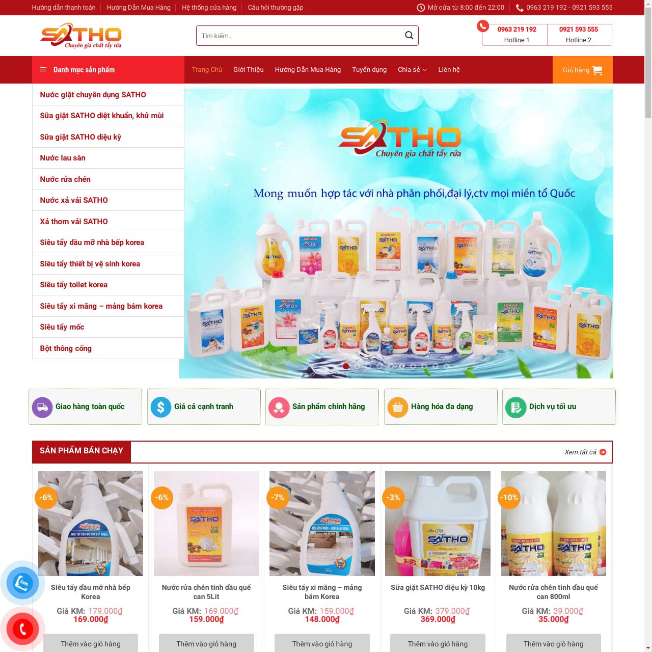 Mẫu website chất tẩy rửa