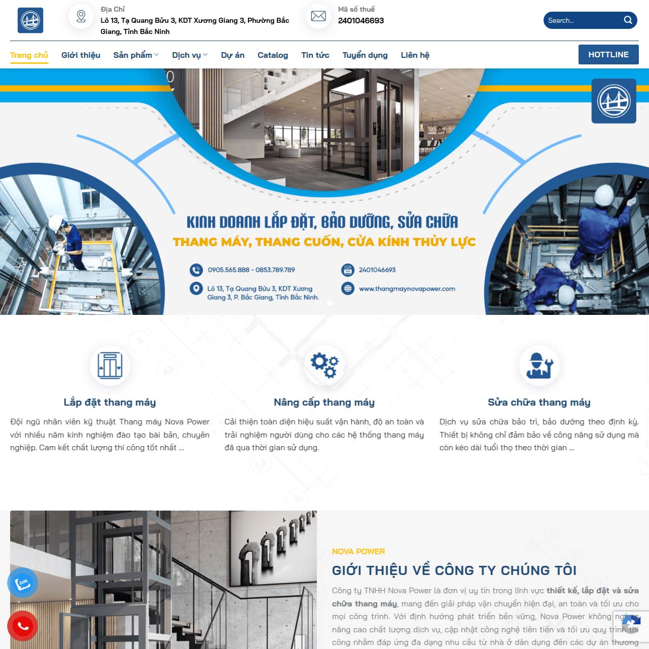 Mẫu website thang máy Mẫu website thang máy