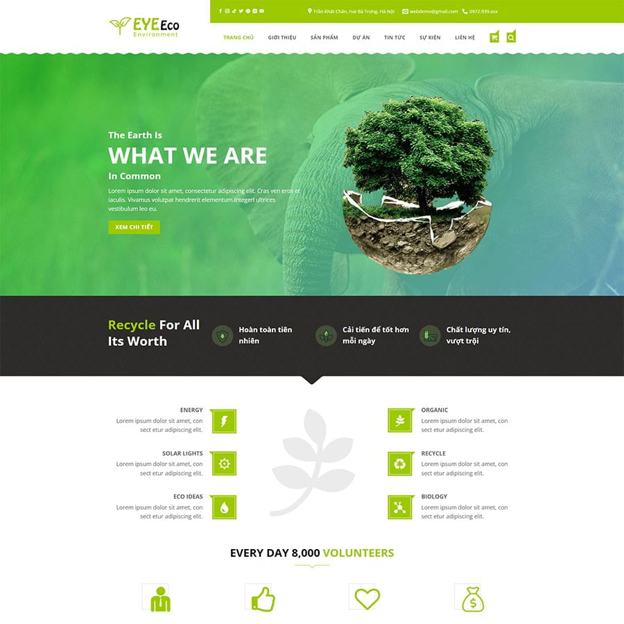 Giao diện website công ty môi trường chuẩn SEO