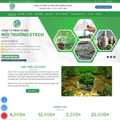 Thiết kế website môi trường gồm 5 phần cốt lõi: ✔️Giao diện thân thiện, Trang giới thiệu, Danh mục dịch vụ, Trang dự án, Biểu mẫu trực tuyến