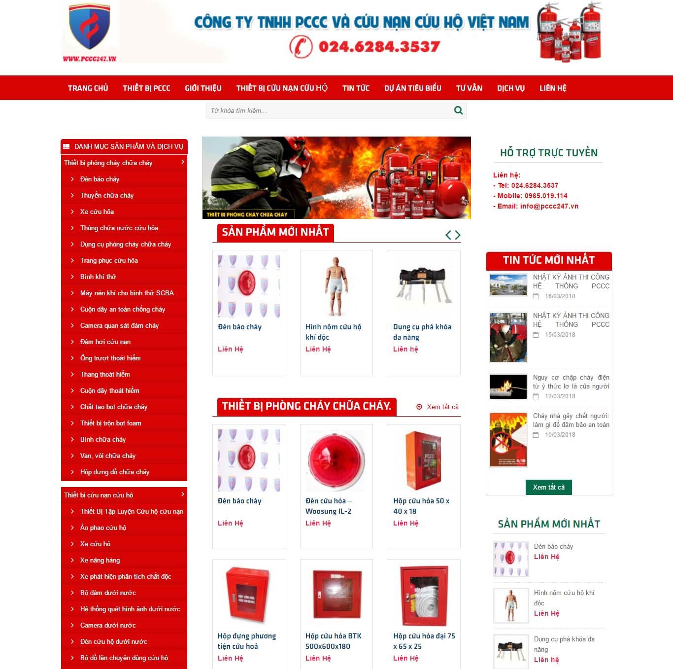 Giao diện thiết kế web PCCC hiện đại