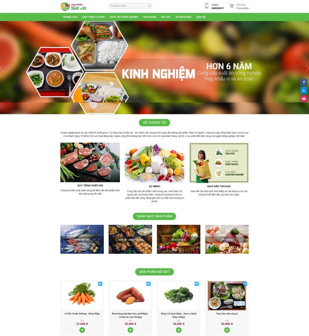 Mẫu website suất ăn công nghiệp hiện đại Mẫu website suất ăn công nghiệp hiện đại