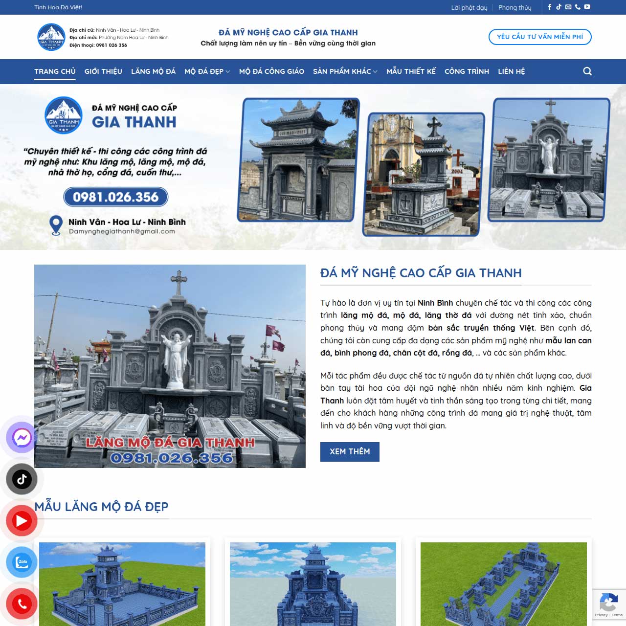 Mẫu website đá mỹ nghệ 