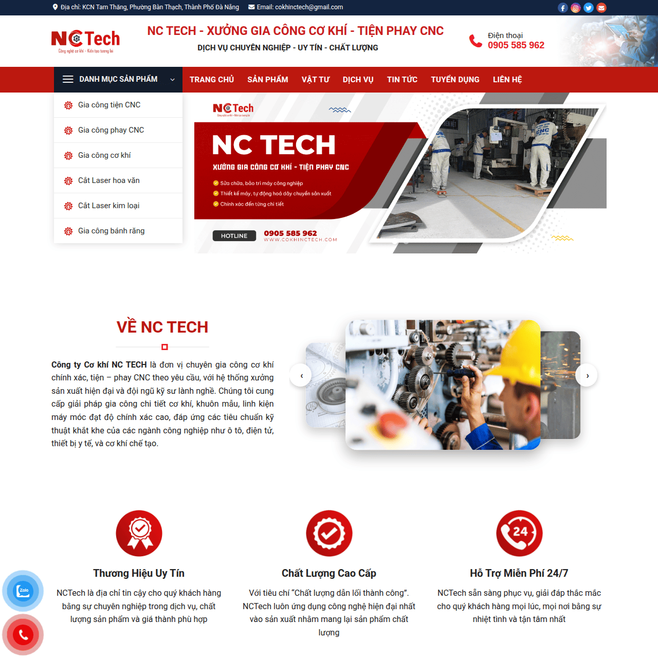 Mẫu website gia công cơ khí - tiện phay CNC