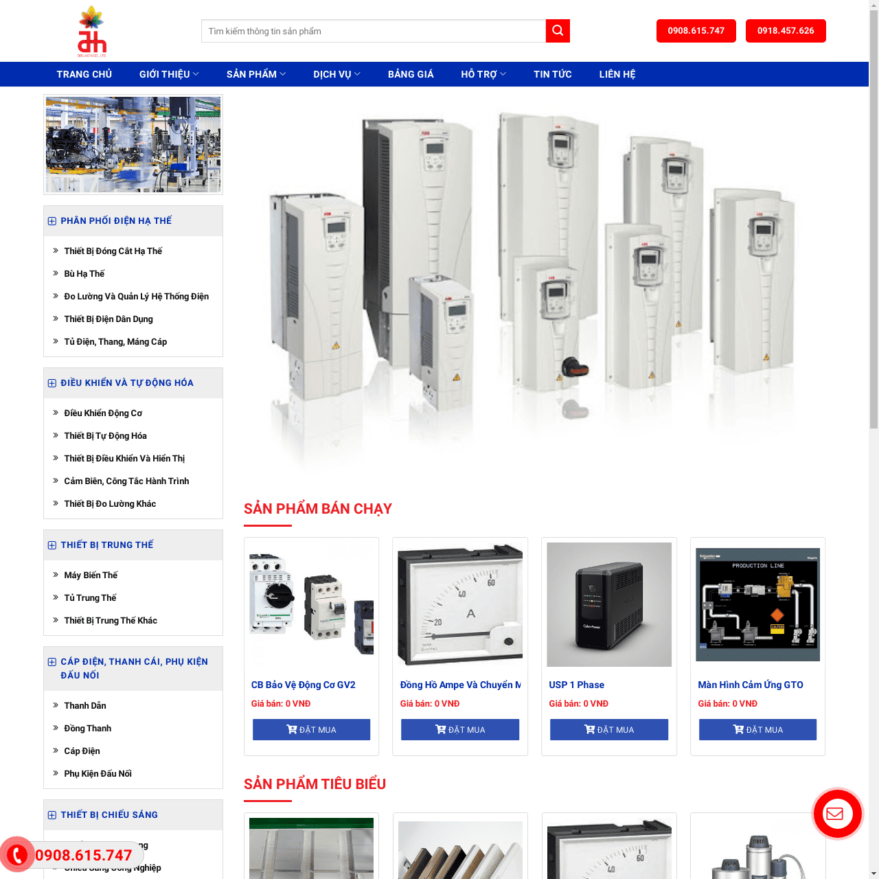 Mẫu website thiết bị điện Mẫu website thiết bị điện