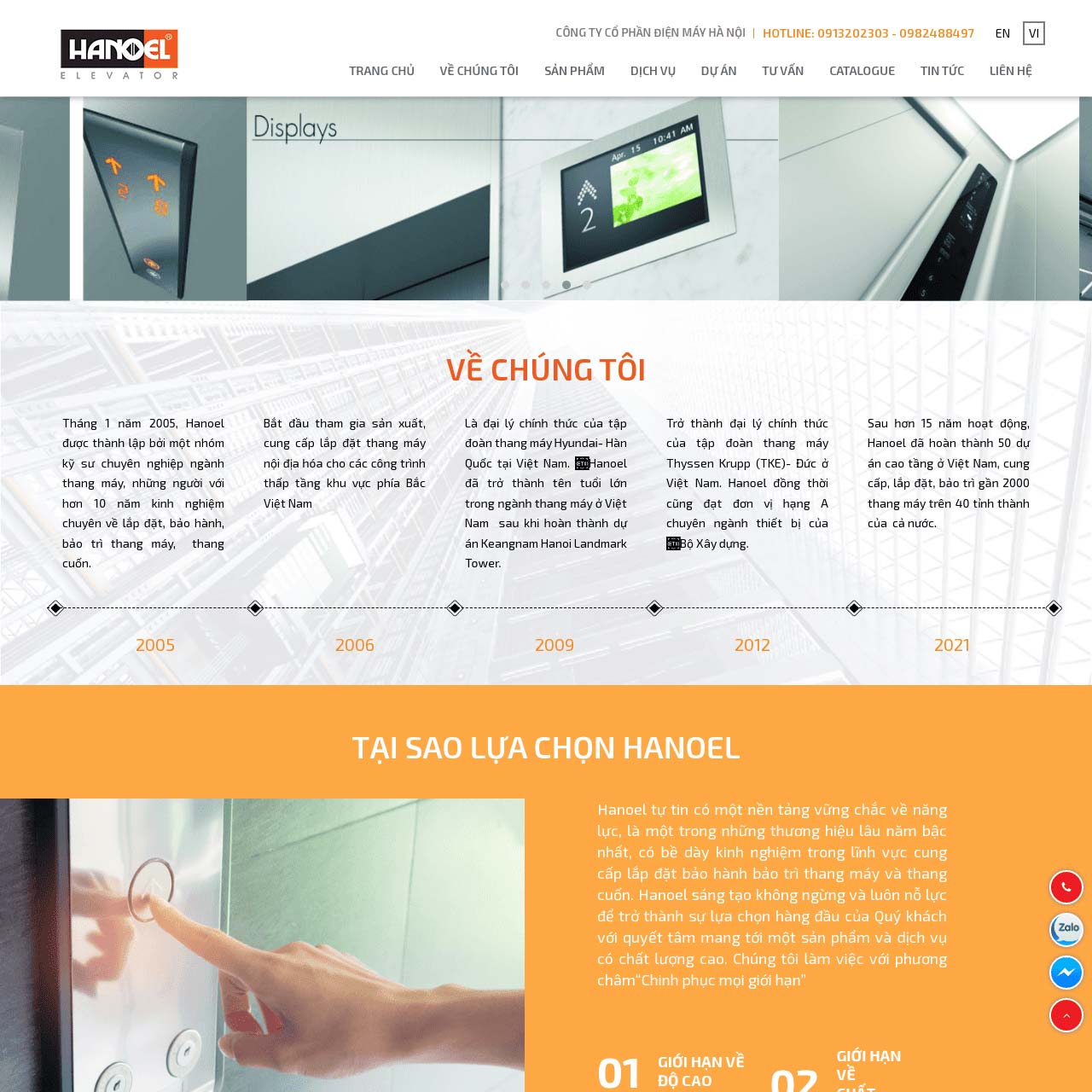 Website doanh nghiệp thang máy hiện đại