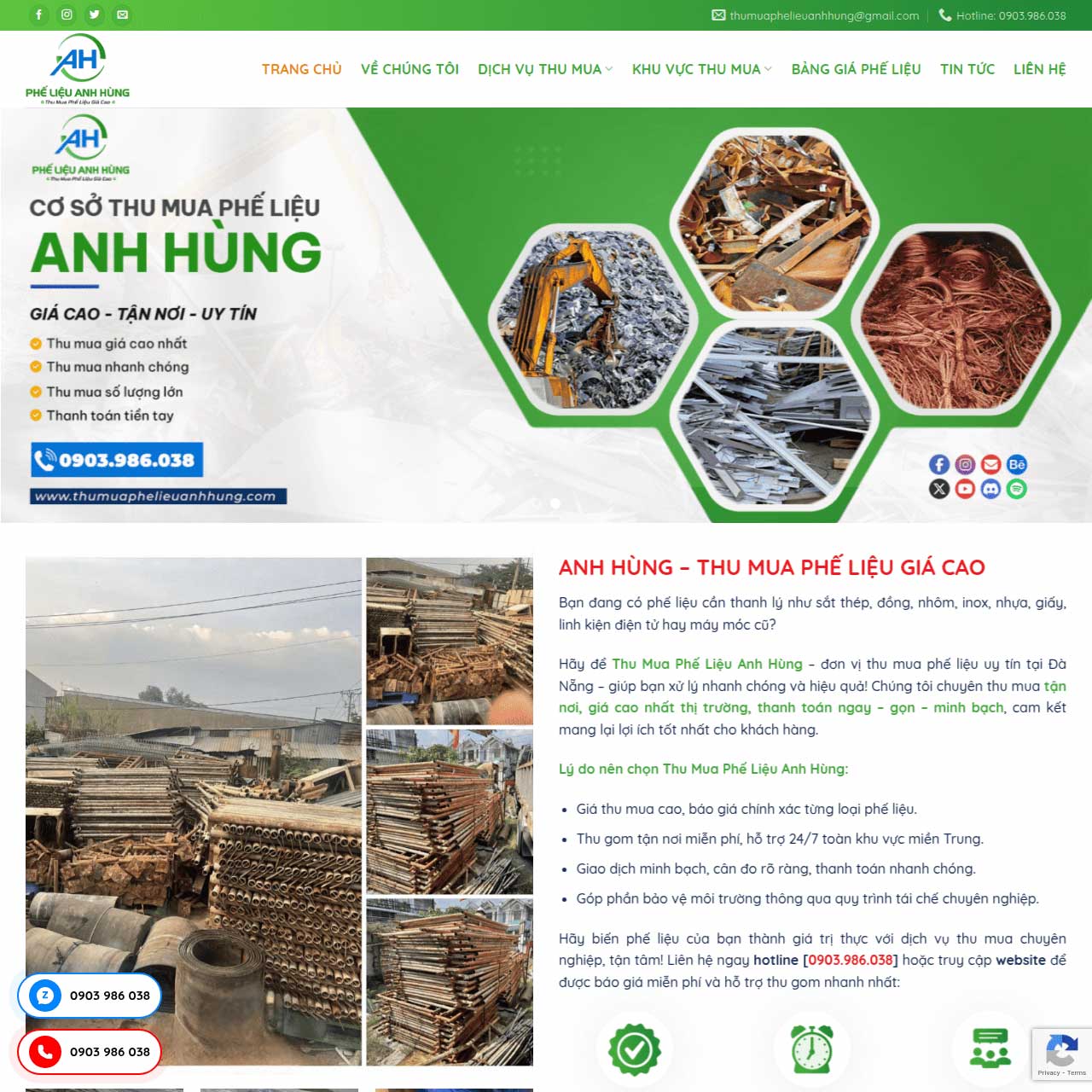 Mẫu website thu mua phế liệu