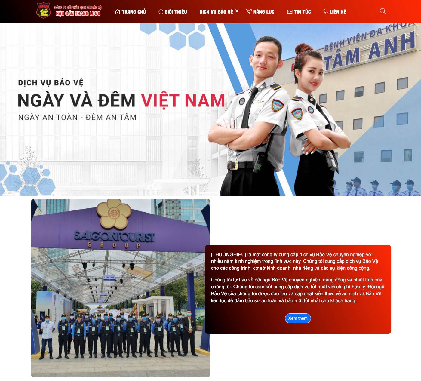 Mẫu website công ty bảo vệ hiện đại Mẫu website công ty bảo vệ hiện đại