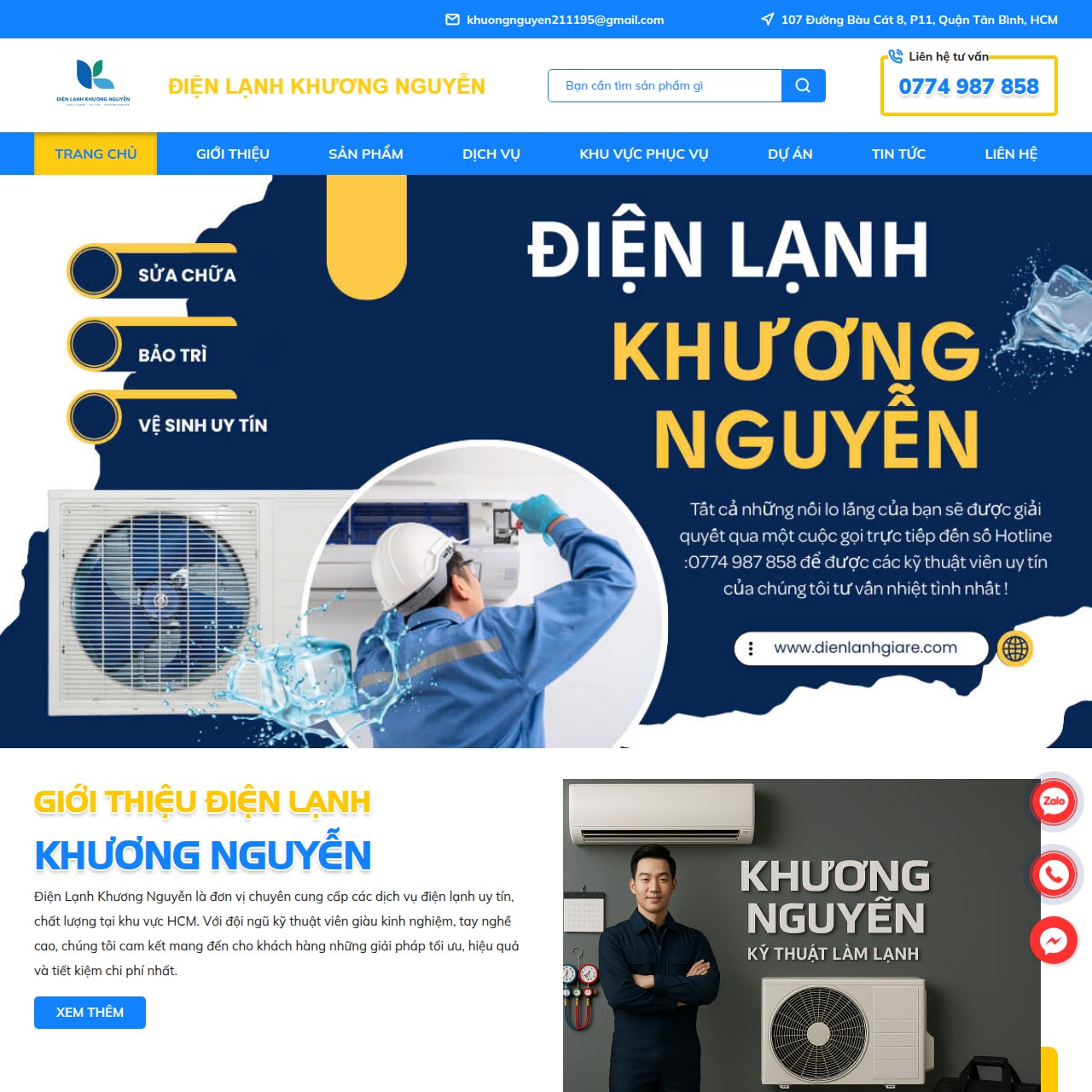 Mẫu website điện lạnh hiện đại, chuyên nghiệp Mẫu website điện lạnh hiện đại, chuyên nghiệp