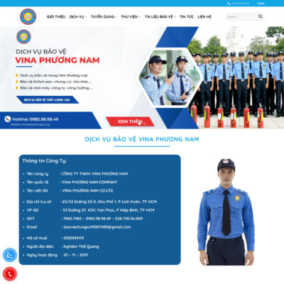 Mẫu website công ty bảo vệ ✔️ đẹp với giao diện hiện đại, chuyên nghiệp, bố cục rõ ràng, tối ưu ✔️ trải nghiệm người dùng, đầy đủ thông tin...