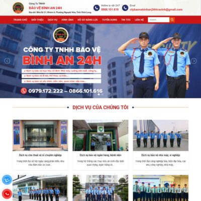 Thiết kế website công ty bảo vệ chuyên nghiệp với: ✔️giao diện hiện đại, tối ưu SEO, tương thích mọi thiết bị, nổi bật dịch vụ, ✔️hình ảnh