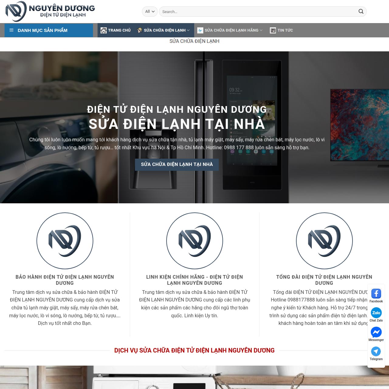 Mẫu web sửa điện lạnh hiện đại Mẫu web sửa điện lạnh hiện đại