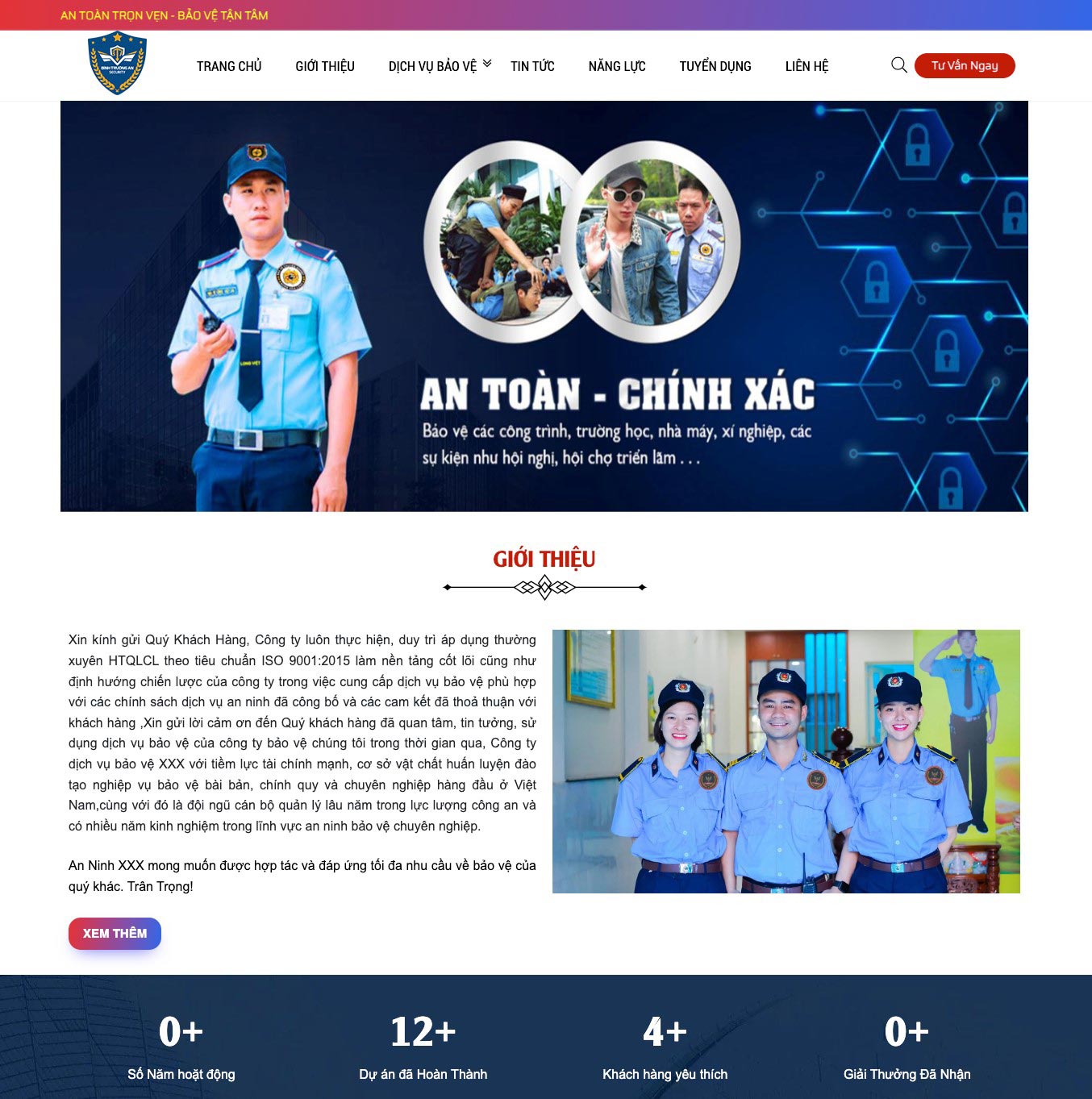 Mẫu website công ty bảo vệ chuyên nghiệp Mẫu website công ty bảo vệ chuyên nghiệp