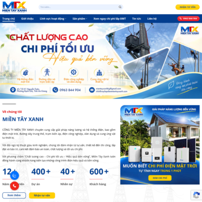 Công Ty TNHH Thương Mại và Dịch Vụ Miền Tây Xanh Chuyên ✔️Tư vấn thiết kế thi công lắp đặt ✔️Hệ thống điện năng lượng mặt trời ✔️Điện dân dụng công nghiệp