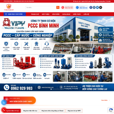 Hoàn thành thiết kế & bàn giao website cho Công ty TNHH Cơ Điện PCCC Bình Minh cung cấp máy bơm và thiết bị cơ điện phục vụ phòng cháy chữa cháy