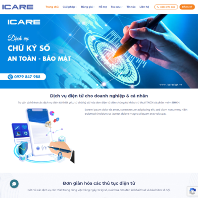 Hoàn thành thiết kế & bàn giao website cho dịch vụ chuyên Cung cấp và tư vấn các giải pháp chữ ký số, hóa đơn điện tử và phần mềm tại Hà Nội