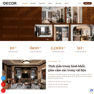 Hoàn thành thiết kế & Bàn giao website cho công ty kiến trúc Ngẫm Decor tại TPHCM. Chuyên Thiết kế và thi công nội thất, kiến trúc hiện đại