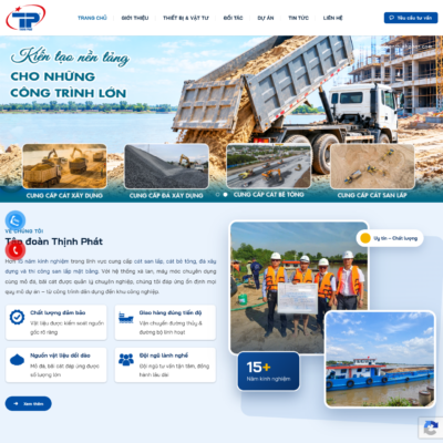 Hoàn thành thiết kế & bàn giao website cho Công ty Tập Đoàn Thịnh Phát tại Tây Ninh. Chuyên cung cấp cát san lấp, cát bê tông, đá xây dựng